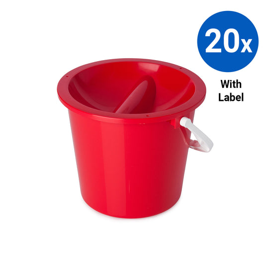 20x Collection Bucket with Labels - Red