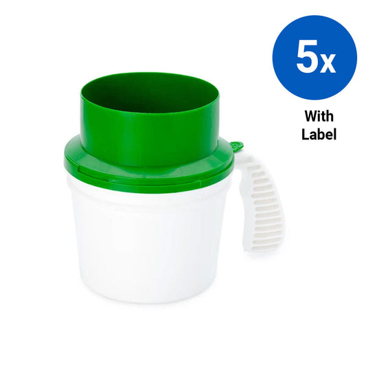 5x Collection Container Base and Quick Drop Lid with Labels - Green