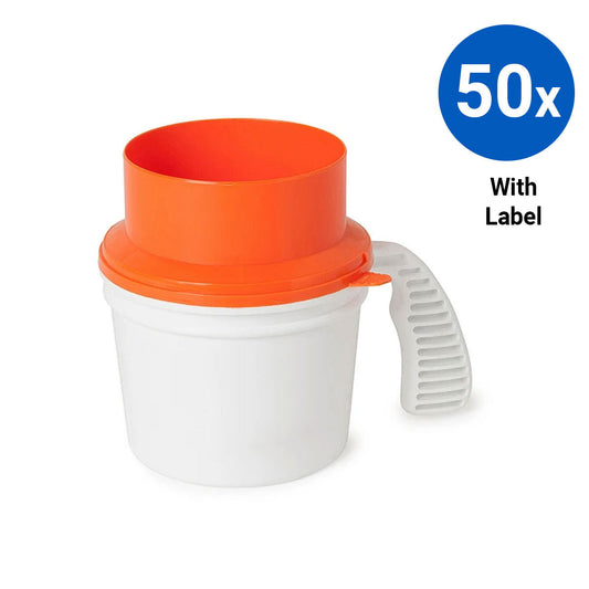 50x Collection Container Base and Quick Drop Lid with Labels - Orange