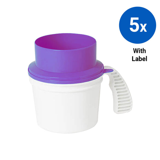 5x Collection Container Base and Quick Drop Lid with Labels - Purple