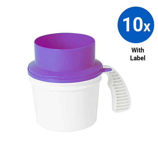 10x Collection Container Base and Quick Drop Lid with Labels - Purple