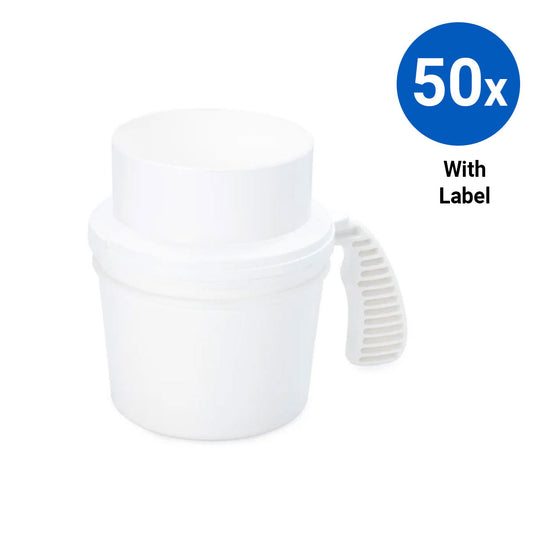 50x Collection Container Base and Quick Drop Lid with Labels - White