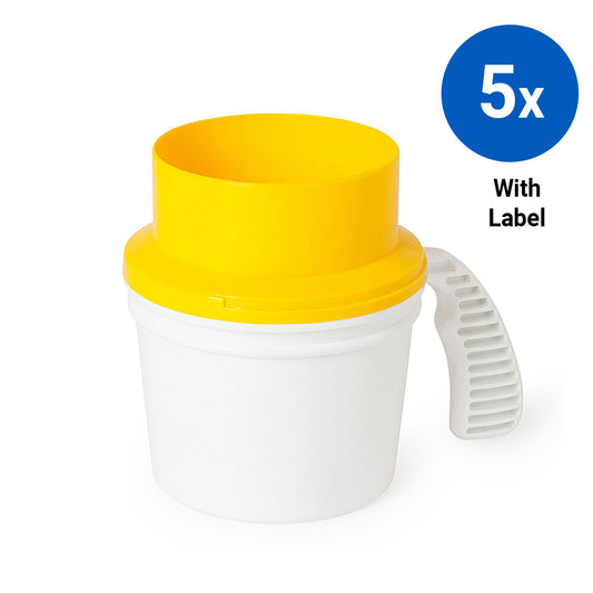 5x Collection Container Base and Quick Drop Lid with Labels - Yellow