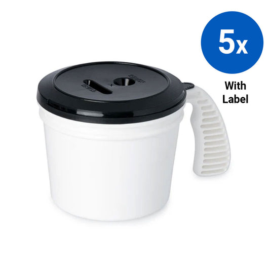 5x Collection Container Base and Standard Lid with Labels - Black