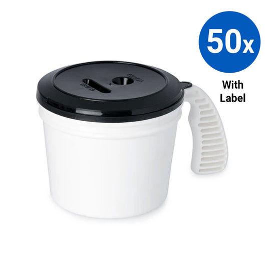 50x Collection Container Base and Standard Lid with Labels - Black
