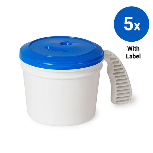5x Collection Container Base and Standard Lid with Labels - Blue
