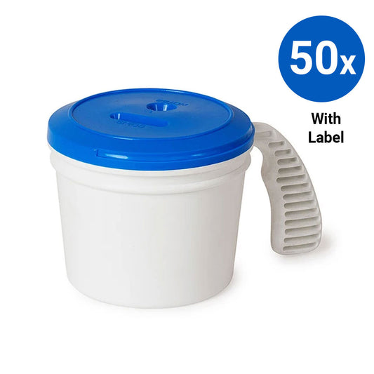 50x Collection Container Base and Standard Lid with Labels - Blue
