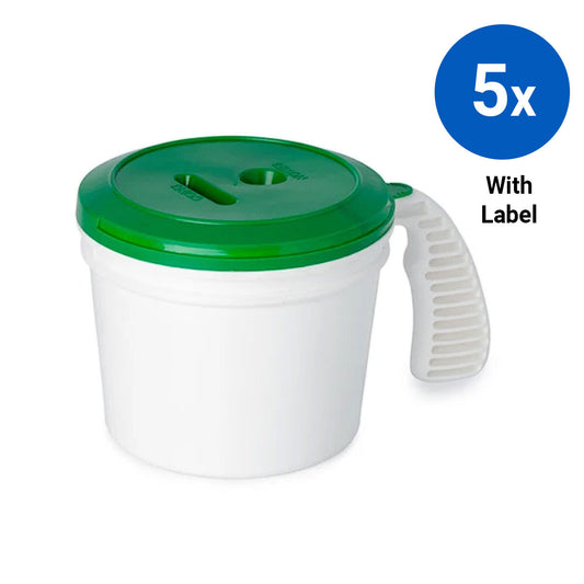 5x Collection Container Base and Standard Lid with Labels - Green
