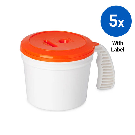 5x Collection Container Base and Standard Lid with Labels - Orange
