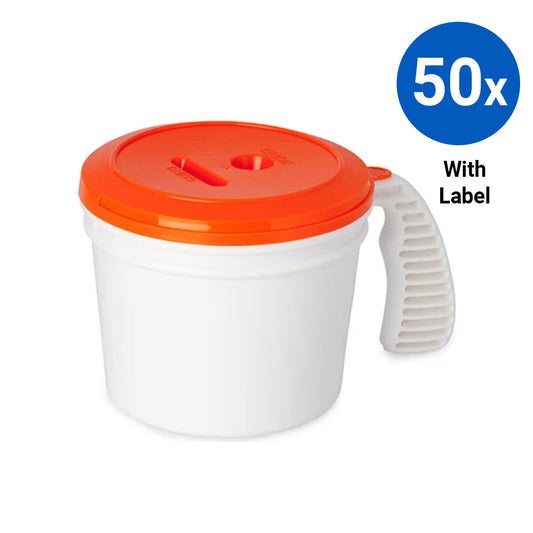 50x Collection Container Base and Standard Lid with Labels - Orange