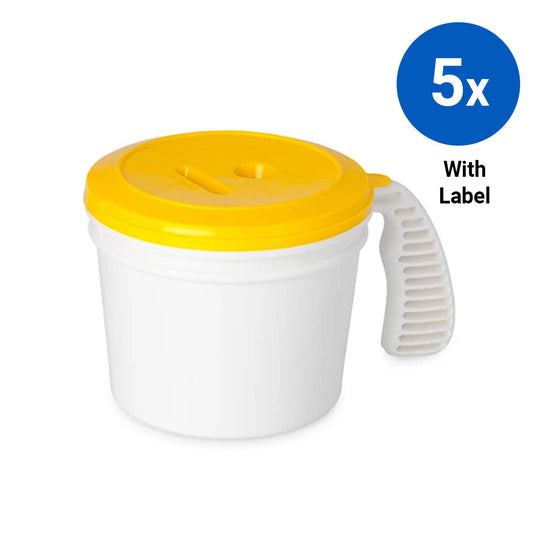 5x Collection Container Base and Standard Lid with Labels - Yellow