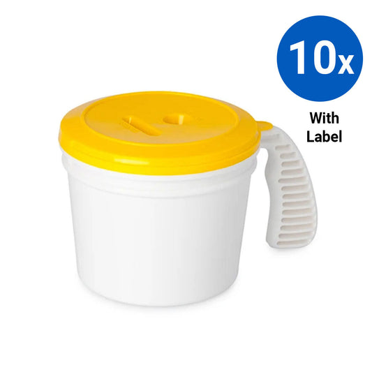 10x Collection Container Base and Standard Lid with Labels - Yellow