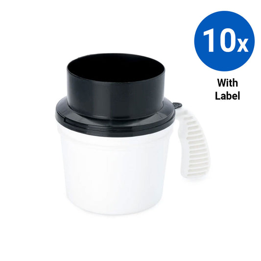 10x Collection Container Base and Quick Drop Lid with Labels - Black