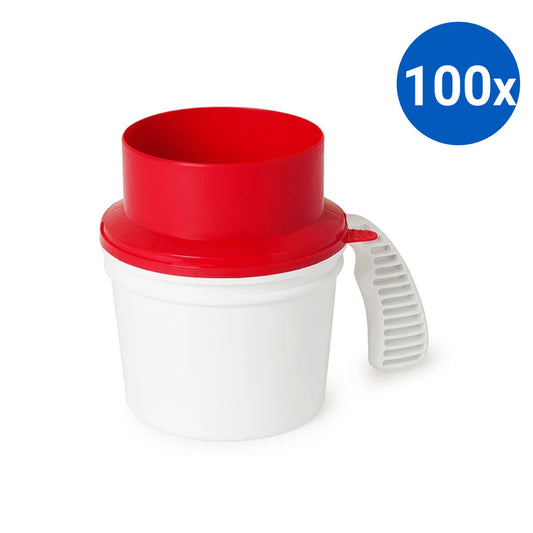 100x Collection Container Base and Quick Drop Lid - Red