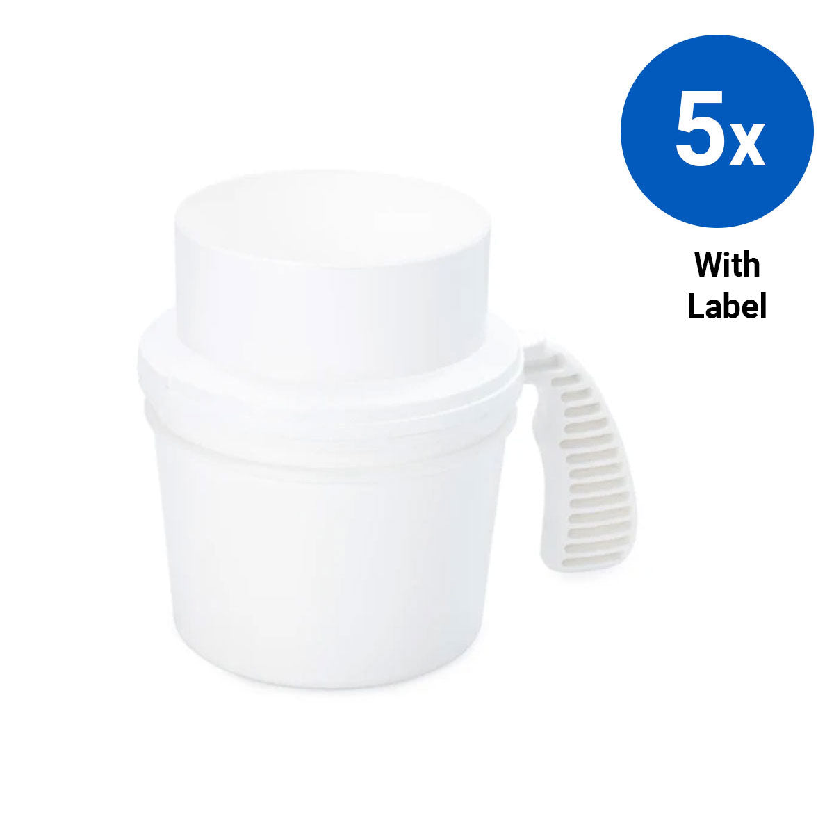 5x Collection Container Base and Quick Drop Lid with Labels - White