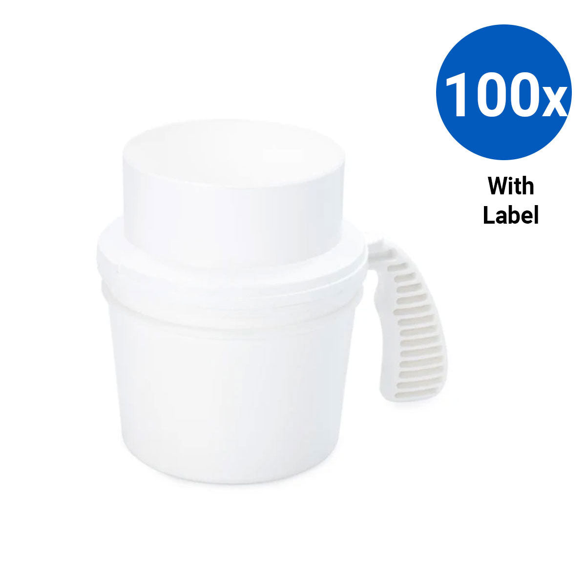100x Collection Container Base and Quick Drop Lid with Labels - White