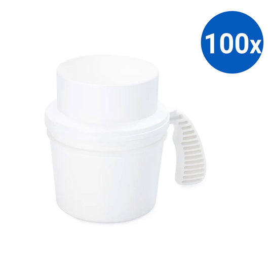 100x Collection Container Base and Quick Drop Lid - White