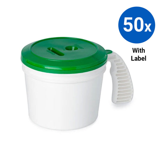 50x Collection Container Base and Standard Lid with Labels - Green