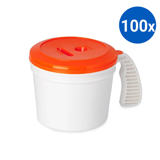 100x Collection Container Base and Standard Lid - Orange