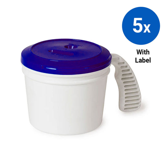 5x Collection Container Base and Standard Lid with Labels - Purple