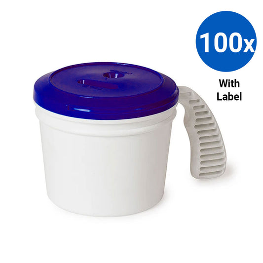 100x Collection Container Base and Standard Lid with Labels - Purple
