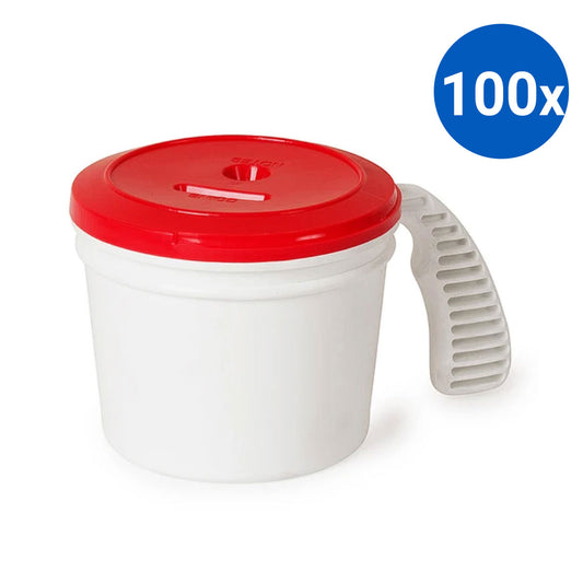 100x Collection Container Base and Standard Lid - Red