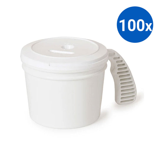 100x Collection Container Base and Standard Lid - White